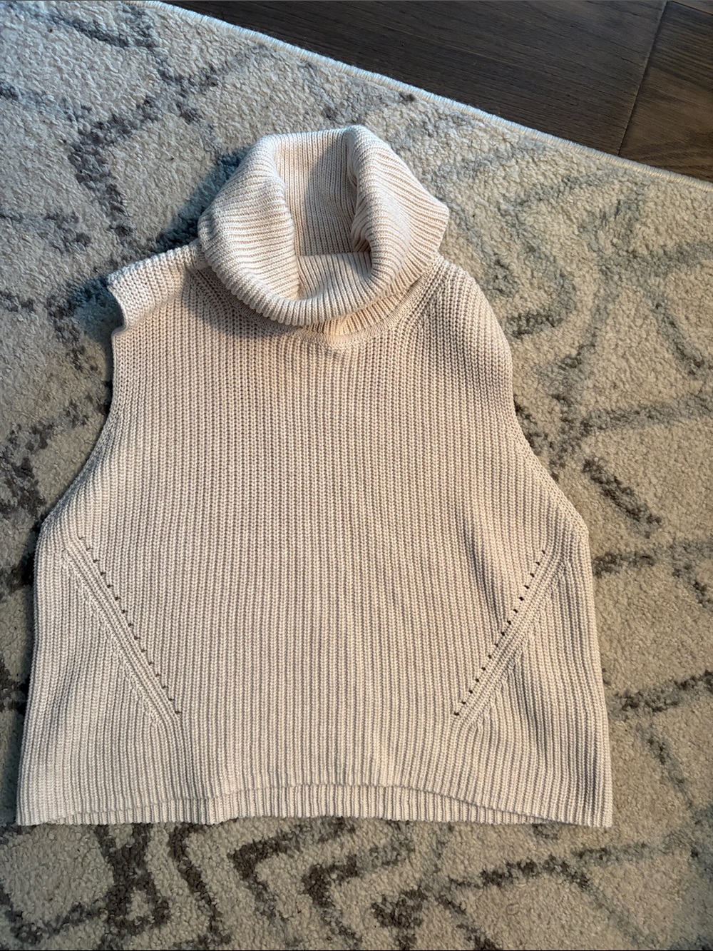 French Connection Sleeveless Turtleneck Knit Sweater Vest - Cream